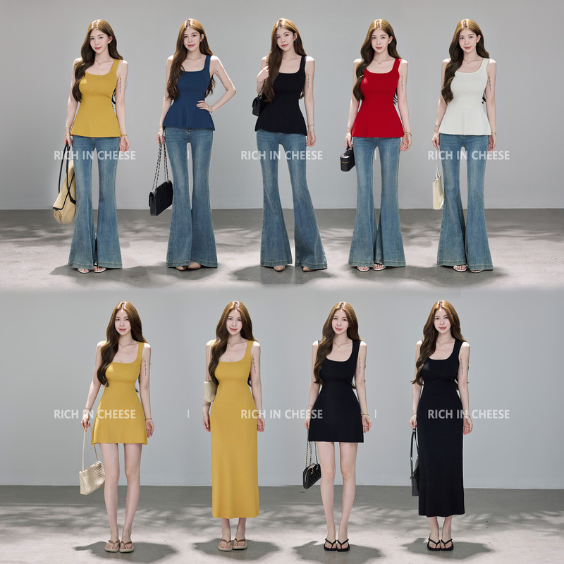 Shuhule Hong Kong Style Beauty Square-Neck Waist-Cinching Blouse Women's 2026 Summer New Sleeveless Slim-Fit Camisole