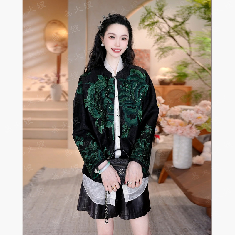 【Elegant Chapter of the Age】New Chinese-Style National Fashion 100% Mulberry Silk Jacket with Intricate Embroidery and Xiangyun Silk, Elegant and Loose-Fitting