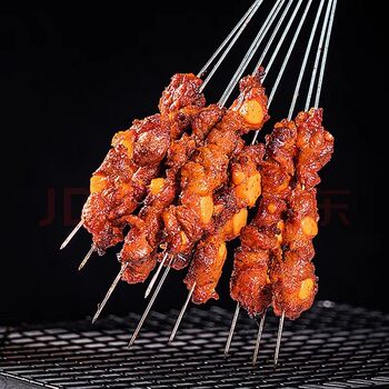 New barbecue skewers, stainless steel round skewers, steel skewers, mutton skewers, fine barbecue iron drill, thickened commercial barbecue utensils