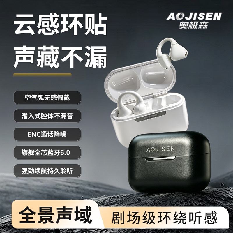 Aojisen H10 Bluetooth Earphones for Running and Sports, Wireless Ear Clip Type, 2026 New Model, High-Quality Sound, Long Battery Life