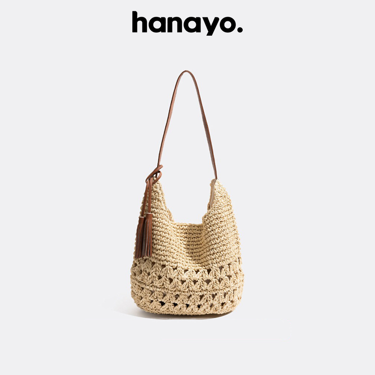 Hanayo Women's 2026 New Bohemian Woven Shoulder Bag, Trendy Straw Beach Vacation Casual Bag