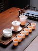 High-End Unglazed Ice White Jade Porcelain Tea Set for Home Use, Light Luxury Jadeite Kung Fu Tea Pot and Teacup Gift Box Set
