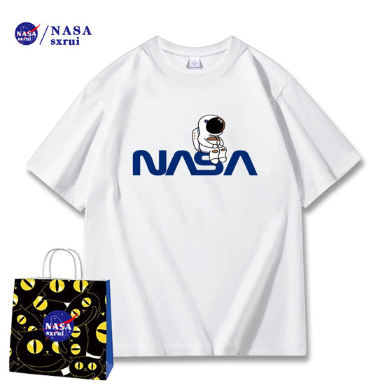 NASASXRUI联名夏季短袖T恤男女宽松时尚个性潮流透气打底衫半袖