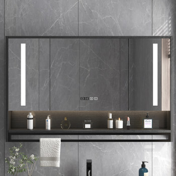 Smart bathroom mirror cabinet wall-mounted anti-fog bathroom mirror rack separate storage cabinet