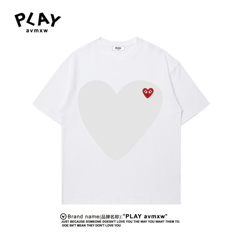 Play Avmxw Official Short-Sleeved T-Shirt 2025 Summer New Style Couple's Same Style Pure Cotton Loose Casual Top