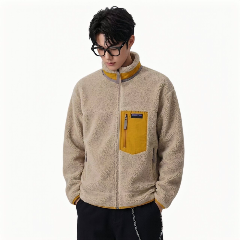 American-Style Bata Outdoor Fleece Jacket for Men and Women, Autumn and Winter Polar Fleece Sports Warm Jacket, Thickened Lamb Fleece Coat