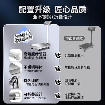 花潮不锈钢电子秤商用小型k台秤100高公斤精度称工业用300g磅重秤
