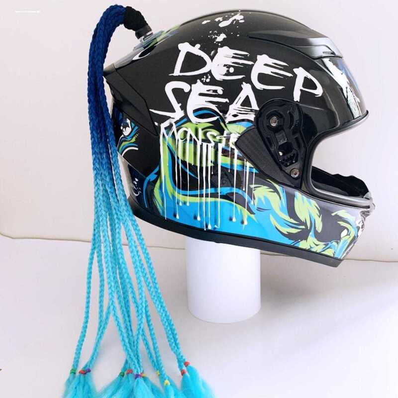 Motorcycle Electric Vehicle Helmet Braid Decorations Trendy Personalized Men's and Women's Motorcycle Dreadlocks Ponytail Wig DIY