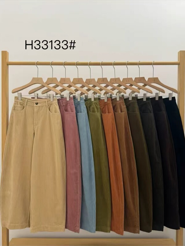 Authentic Thirteen Lines Store High-Waisted Corduroy Straight-Leg Pants with Drape Effect, Casual Long Pants for Women, Autumn and Winter Season Authentic Thirteen Lines Store High-Waisted Corduroy Straight-Leg Pants with Drape Effect, Casual Long Pants for Women, Autumn and Winter Season