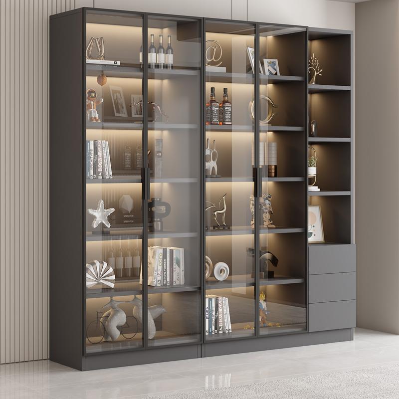 Bookcase home living room with glass door bookshelf storage integrated display cabinet light luxury custom wine cabinet storage rack