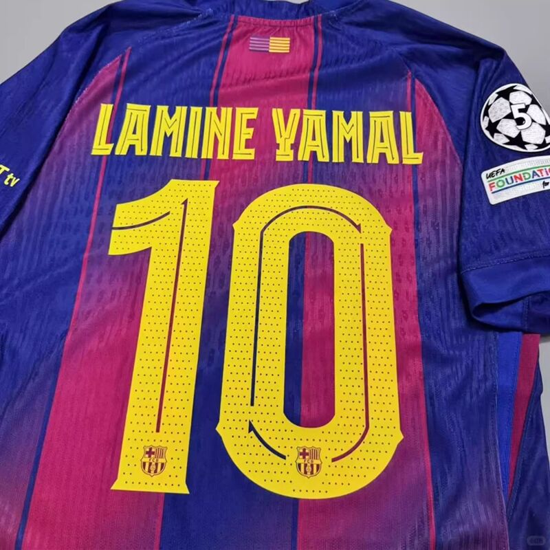 2526 Barcelona Champions League Home Jersey Pedri Mal Lava Lewandowski Rashford De Jong Short-Sleeved Football Jersey for Men