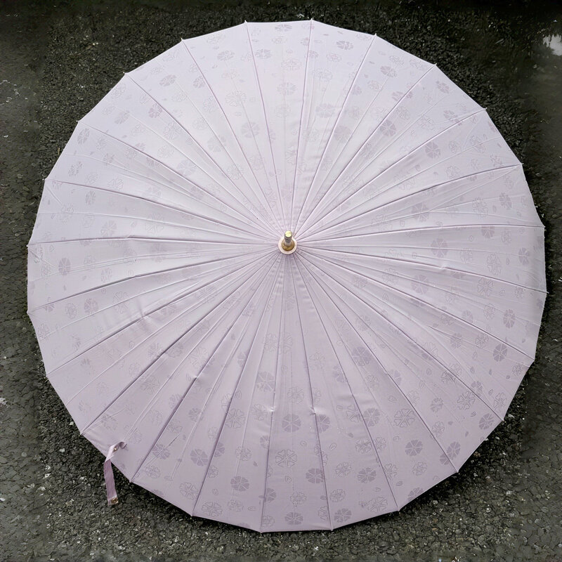 When Exposed to Water, the Pattern Reveals "Fortune" and Shows Off High Aesthetic Value. 24-Rib Floral Umbrella, Double Umbrella, Reinforced Long Handle, Durable and Wind-Resistant for Summer