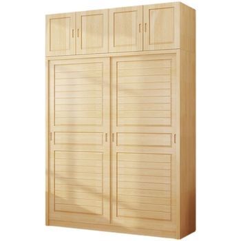 Solid wood pine storage cabinet roof cabinet simple push and pull bedroom storage cabinet children's wardrobe two-door assembly wardrobe customization