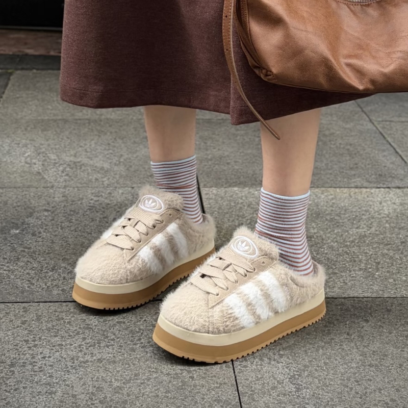 Adidas Trefoil Campus Loafers, Warm Fleece-Lined Thick-Soled Half-Slipper Sports Casual Shoes Jr6159 Adidas Trefoil Campus Loafers, Warm Fleece-Lined Thick-Soled Half-Slipper Sports Casual Shoes Jr6159