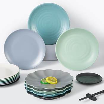 Metamine tableware imitation porcelain plate commercial catering plastic plate round bone plate self-service round plate dining plate dinner plate fruit plate