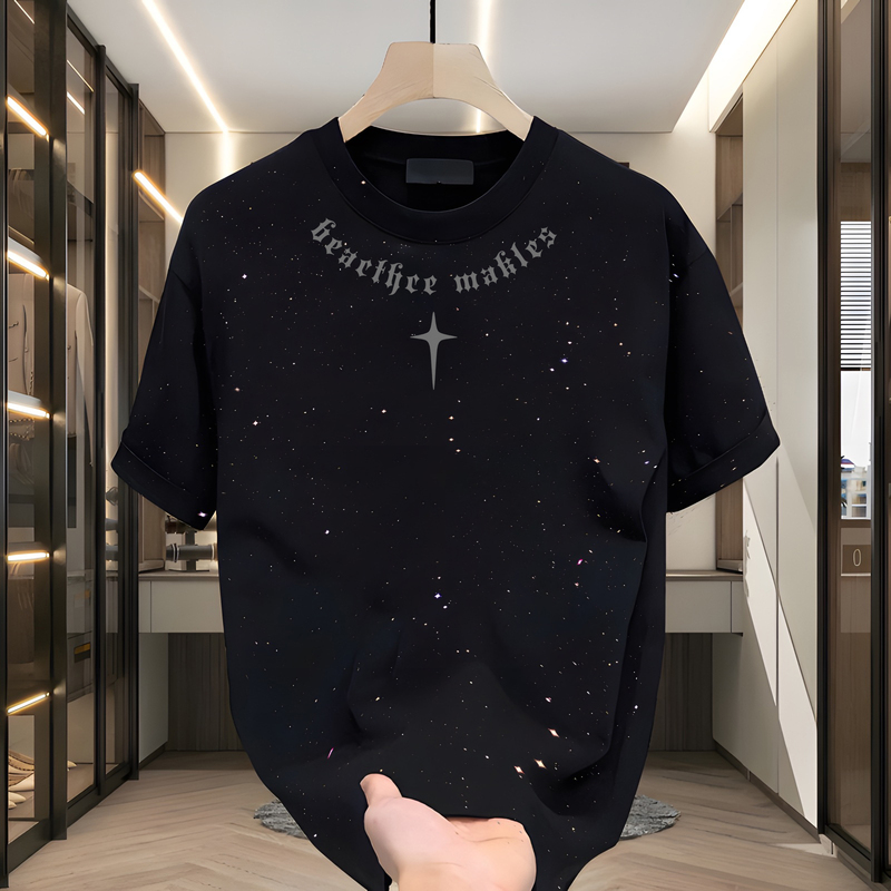High-End Starry Sequin Glitter Heavy Cotton Short-Sleeve T-Shirt for Men, New Summer Trendy Brand Printed Top for Men High-End Starry Sequin Glitter Heavy Cotton Short-Sleeve T-Shirt for Men, New Summer Trendy Brand Printed Top for Men
