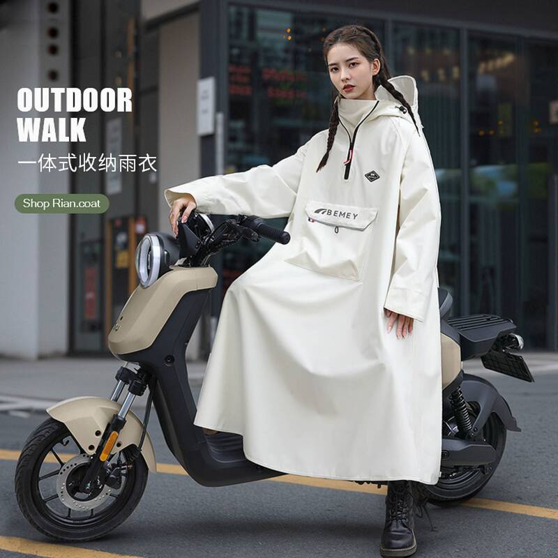 German Raincoat for Electric Scooters, Long Full-Body Rain Protection, Single-Person Full-Body Rain Poncho, Separate Rider and Vehicle, Women's Model