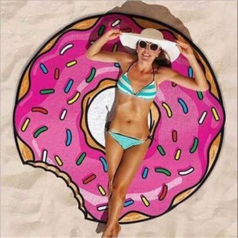 Lightweight Ultra-Thick Watermelon Pineapple Donut Ice Cream Towel Smiley Face Travel Shawl Bath Towel Beach Mat Beach Towel