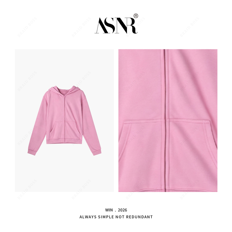 Braid I Heavy Combed Washed Cotton·Hooded Double Zipper Sweatshirt Cardigan 260310Maynmz Length 52