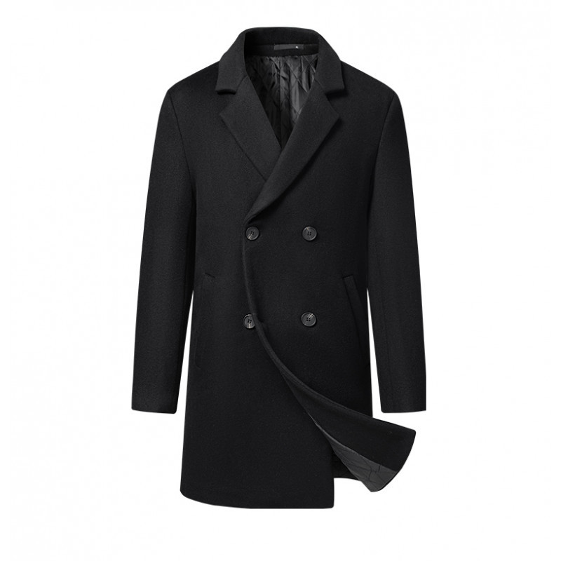 2025 Autumn and Winter Wool Coat with Cotton Lining, Mid-Length Double-Breasted Casual Business Wool Coat