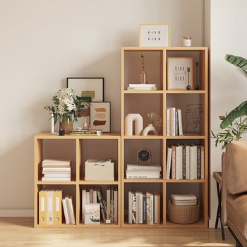 Bookshelf solid wood color free combination storage shelf floor-to-ceiling wall multi-layer display rack living room high bookcase