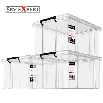 Right-angle transparent black household extra-large storage box transparent car plastic thickened finishing box clothes storage box cover