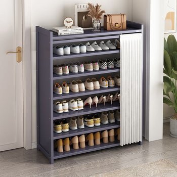 #nordic style simple multi-layer shoe cabinet dustproof dormitory multi-function solid wood storage rack household door shoe storage