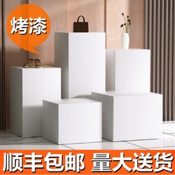 디스플레이 플랫폼 플로어 디스플레이 창 직사각형 나무 페인트 모델 흰색 기본 상업용 디스플레이 디스플레이 캐비닛 전시 부스