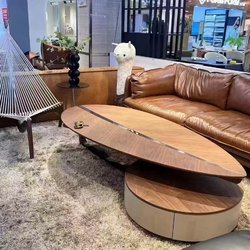 가벼운 고급 스페셜 모양 모양의 잎 차 테이블 빌라 대형 거실 호두 차 테이블 거실 홈 아메리칸 레트로 스타일