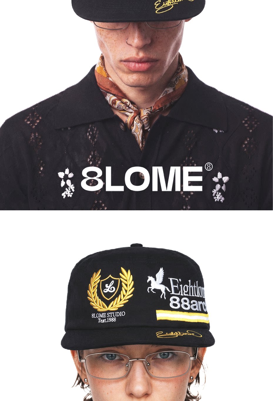 8LOME Cotton Embroidered Flat-Top Baseball Cap