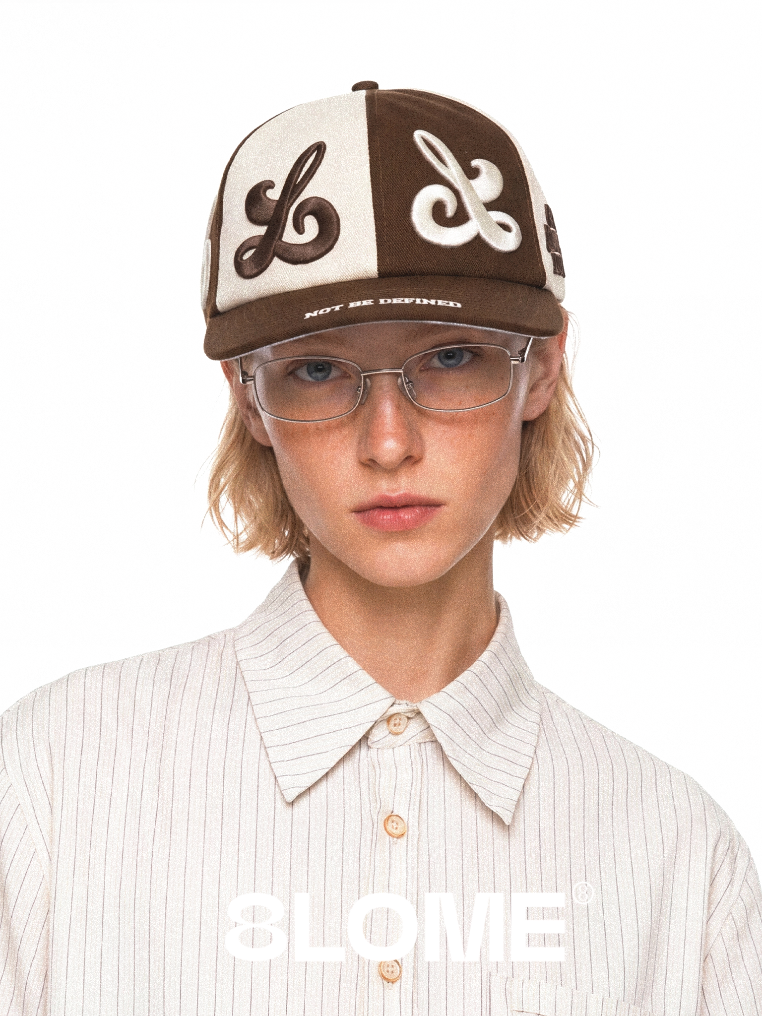 8LOME Black And White Flat Brim Baseball Cap