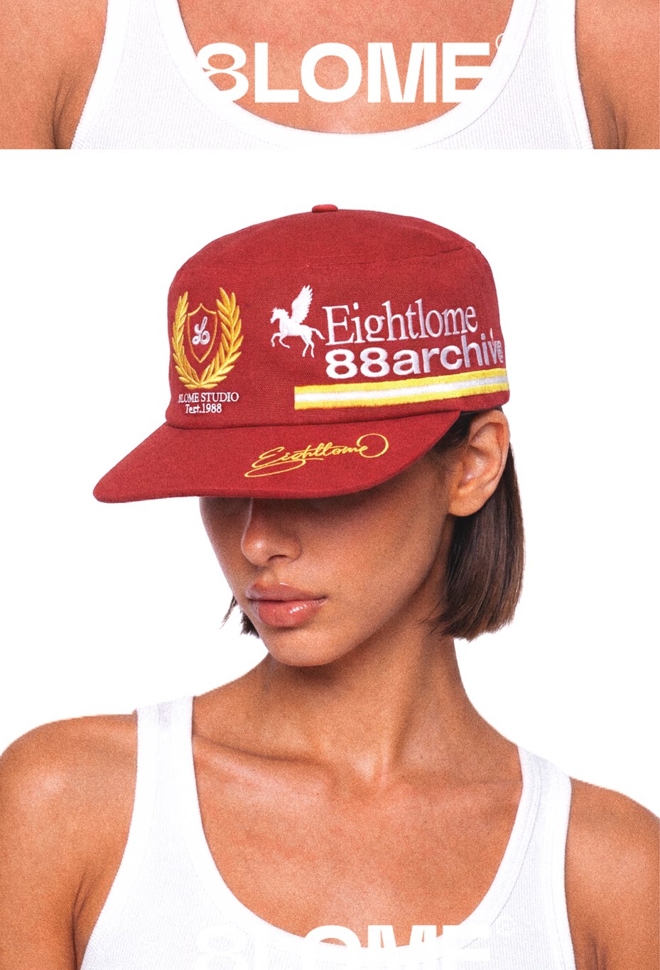8LOME Cotton Embroidered Flat-Top Baseball Cap