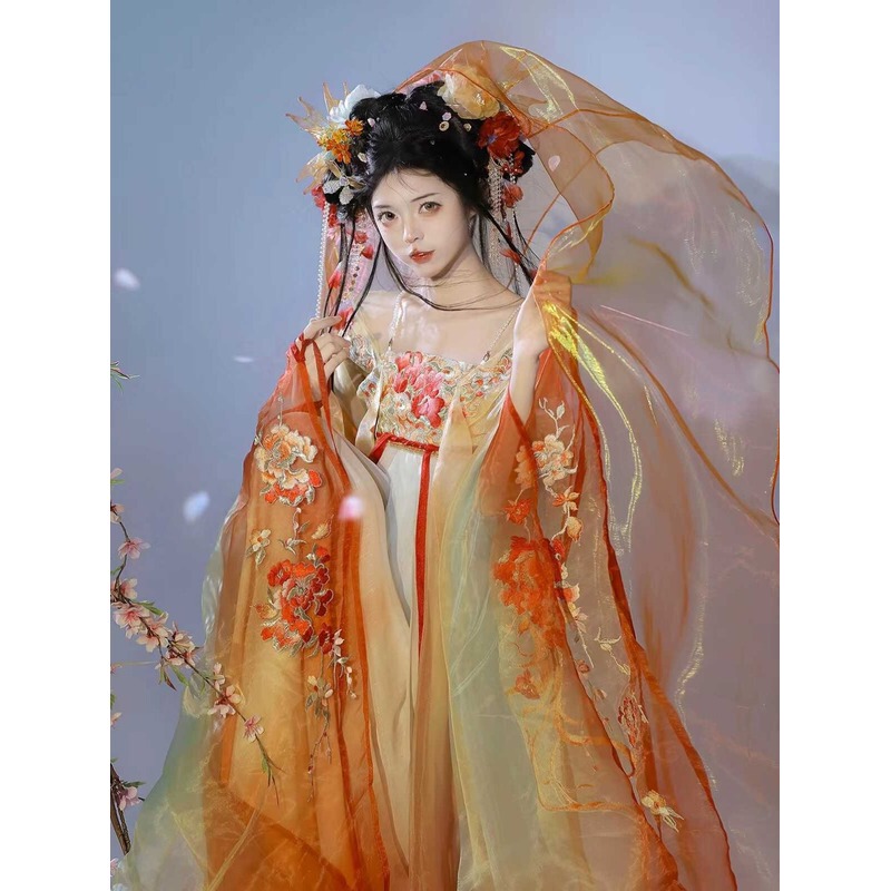 Twelve Flower Gods Series [Pomegranate Flower] Flower Goddess Hanfu National Style Grand Ceremony Catwalk Style Heavy Embroidery Chest-Length Tang Suit