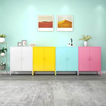 Simple modern iron side cabinet storage cabinet home living room bedroom cabinet balcony storage cabinet sun protection waterproof