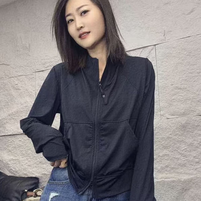 European Fashion Summer New Style Stand Collar Zipper Ice-Feel Comfortable Thin Versatile Loose Casual Age-Reducing Top Jacket