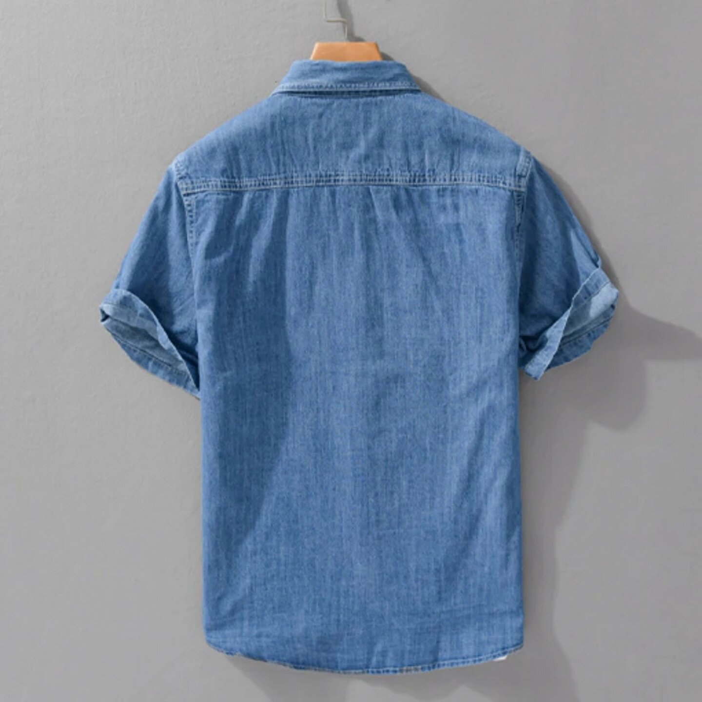 товар из китая light and thin summer short-sleeved denim shirt for men, ca