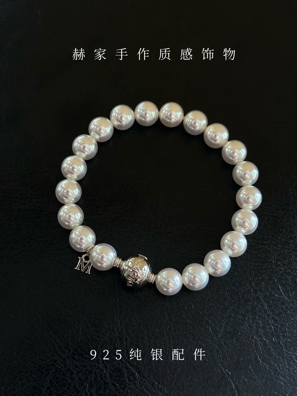 925 Sterling Silver Platinum-Plated m Brand Same Style Designer Minimalist High-End Aurora Pearl Bracelet Gift 925 Sterling Silver Platinum-Plated m Brand Same Style Designer Minimalist High-End Aurora Pearl Bracelet Gift