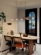 Song Dynasty Aesthetic Restaurant Chandelier Designer Solid Wood Vintage Style Tea Room Bar Counter Minimalist Study Room Linear Strip Light Fixture