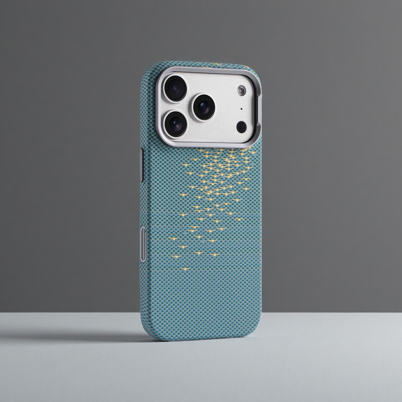 Magnetic [Kevlar Pattern] Case Suitable for Apple 17Pro Phone Case Iphone16Promax Water Pattern Floating Light 15Pro Large Hole Full Coverage Anti-Drop Carbon Fiber Pattern Ip Sparkling Protective Case