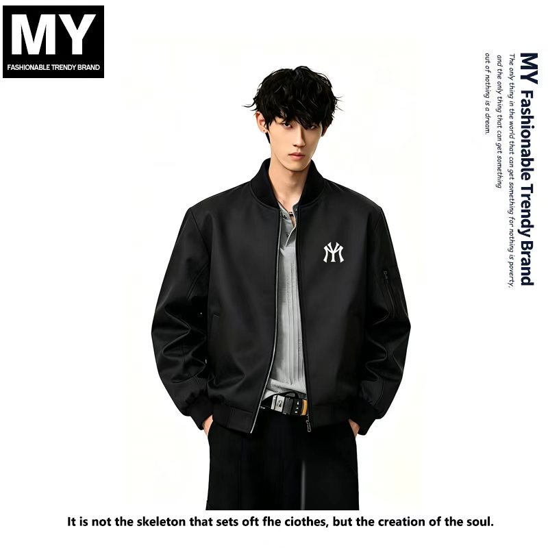 My American-Style Stand-Collar Flight Jacket for Men, Trendy Brand, New Spring and Autumn Style, Loose Casual Cool Workwear Baseball Jacket