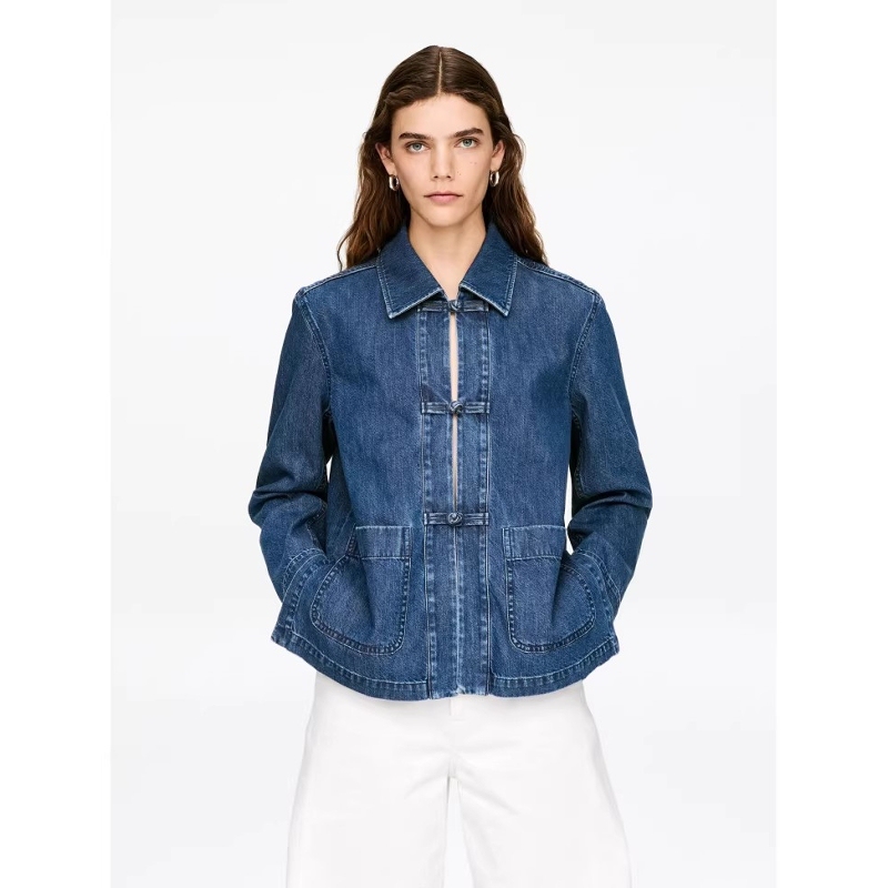 Ark*T Women's Pure Cotton Button-Down Twill Denim Shirt Jacket Blue Spring New Style 1320660001