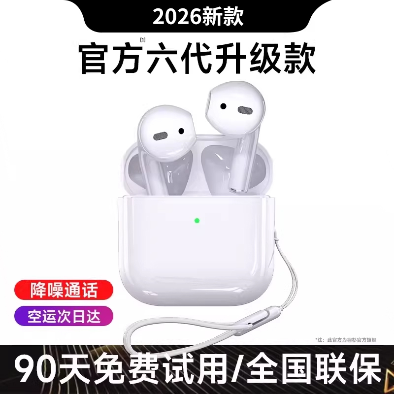 Huaqiangbei 2026 New Sixth-Generation Bluetooth Earphones, Wireless Noise Reduction, Long Battery Life, Official Genuine Original, Compatible with Android