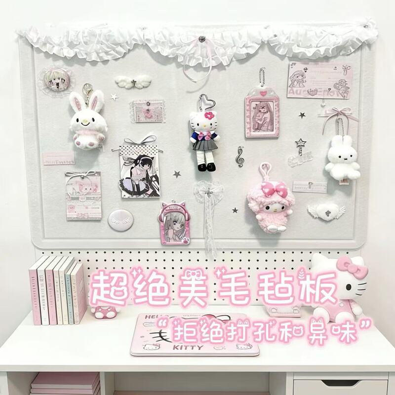Cute Curtain Felt Board Photo Wall Girly Heart Small Card Display Background Wall Ambiance Bedroom DIY Decorative Wall
