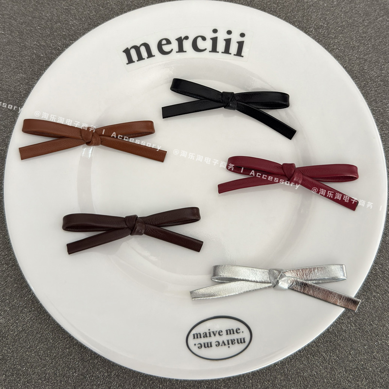 Gentle Leather Cross-Tied Bow Hairpin for Girls, DIY Accessories for Children's Bags, Shoes, Socks, and Clothing
