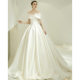 새틴 웨딩 드레스 2025 New Style Bride One-Shoulder Palace 스타일 프랑스 대기 단순 요정 스타일 홈 베일