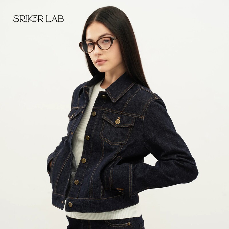 Srikerlba High-End Denim Lapel Jacket, Short Silhouette, Dark Blue, Slim Fit, Vintage Coat Srikerlba High-End Denim Lapel Jacket, Short Silhouette, Dark Blue, Slim Fit, Vintage Coat