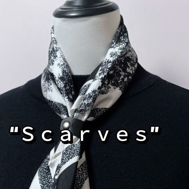 Black and White Forest Animal Men's Thin Scarf, American Retro Neck Square Scarf, Neck Tie 70cm Women's Neckerchief, Old Money Style Black and White Forest Animal Men's Thin Scarf, American Retro Neck Square Scarf, Neck Tie 70cm Women's Neckerchief, Old Money Style
