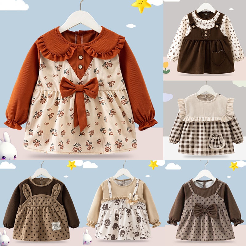 New baby smock, baby girl's waterproof bib, baby eating bag, autumn and winter children's outer wear, anti-dirty skirt-style apron
