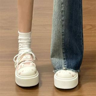 Acompañados por la bandera fantasma xiangban, los zapatos de lona de suela gruesa versátiles y originales de la subcultura otaku de gururu para niñas.