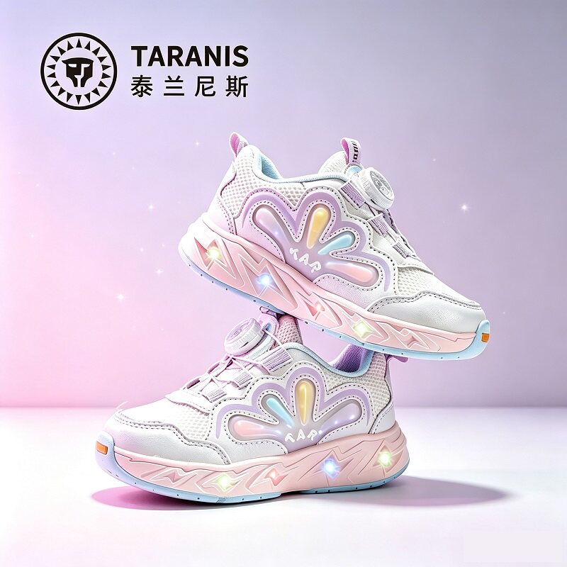 泰兰尼斯秋季新款女童运动鞋轻便减震闪灯鞋软底防滑儿童鞋跑步鞋 鞋崂实拍商品图